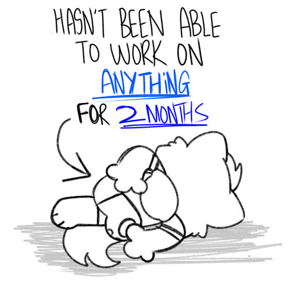 Sqyoshi "demotivated and art blocked" 5-24-2025 DOODLE 